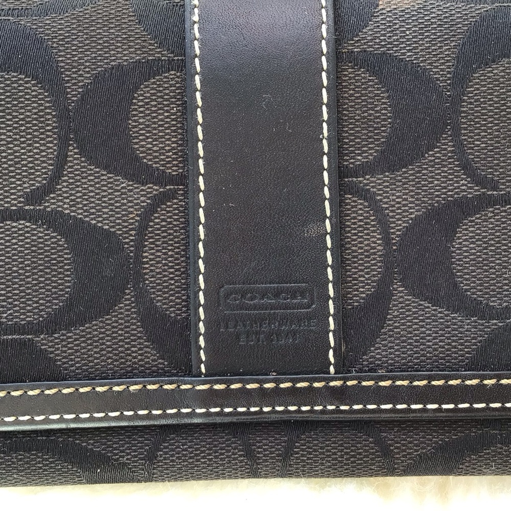 Coach Monogrammed Canvas Coated and Leather Long Wallet Clutch/Organizer Black - Picture 3 of 14